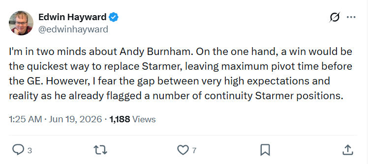 Edwin Hayward: I'm in two minds about Andy Burnham...