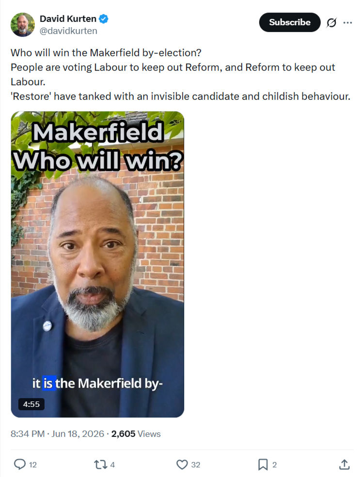 David Kurten: Who will win the Makerfield...