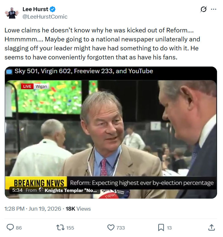 Lee Hurst: Lowe claims he doesn’t know why...