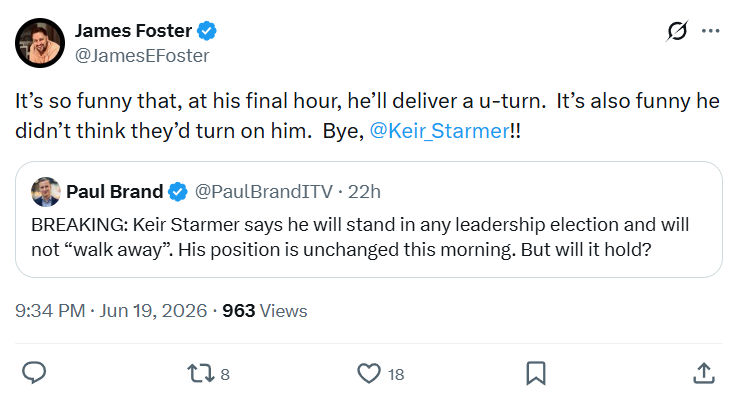 James Foster: It’s so funny that, at his final...