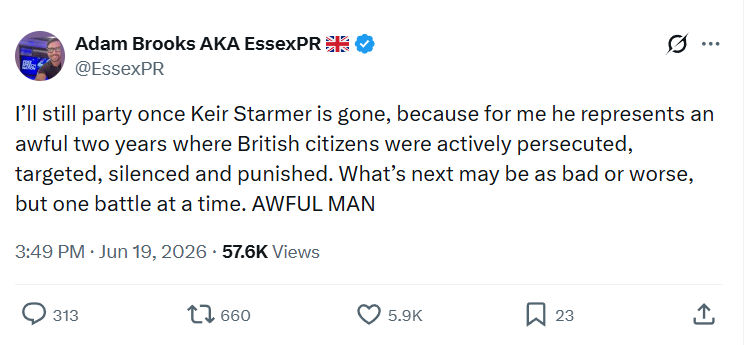 Adam Brooks: I’ll still party once Keir Starmer is gone...