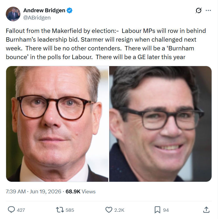 Andrew Bridgen: Fallout from the Makerfield by election...