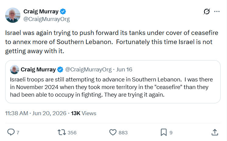 Craig Murray: Israel was again trying to push...