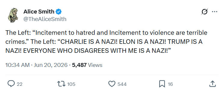 Alice Smith: The Left: “Incitement to hatred and...