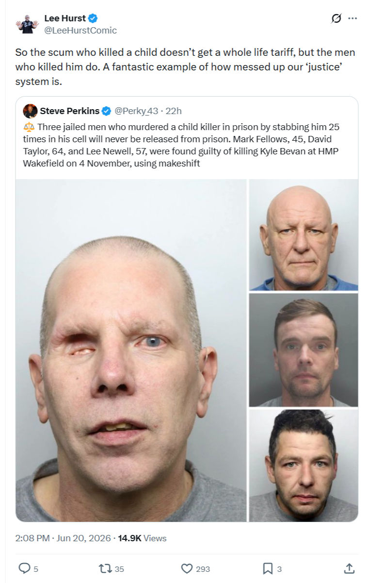 Lee Hurst: So the scum who killed...