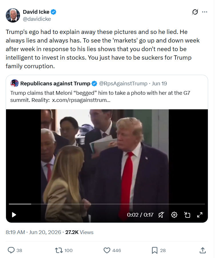 David Icke: Trump's ego had to explain away...