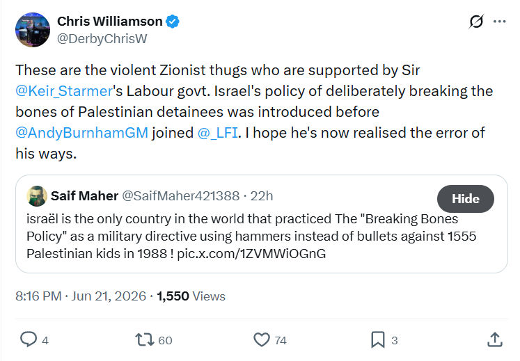 Chris Williamson: These are the violent Zionist...