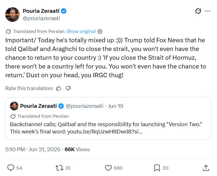 Pouria Zeraati: Important/ Today he's totally mixed...