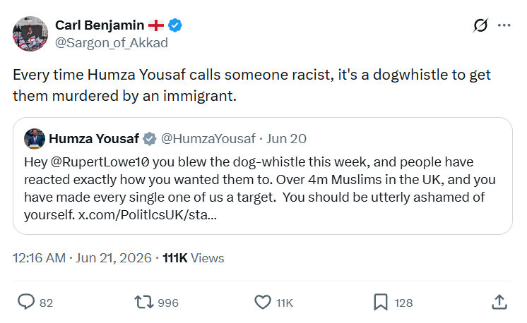 Carl Benjamin: Every time Humza Yousaf calls...