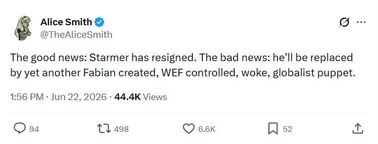 Alice Smith: The good news: Starmer has resigned...