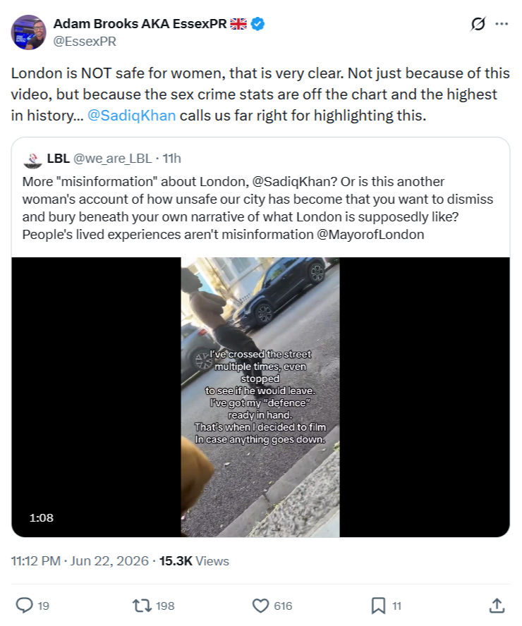 Adam Brooks: London is NOT safe for women