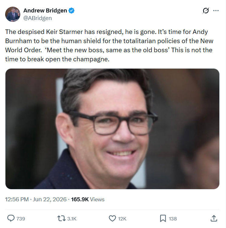 Andrew Bridgen: The despised Keir Starmer has...