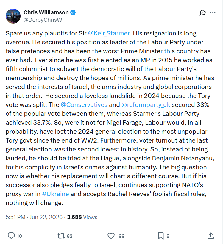 Chris Williamson: Spare us any plaudits for Sir ...