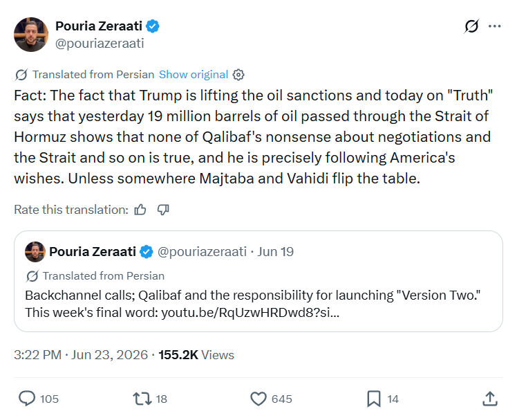 Pouria Zeraati: Fact: The fact that Trump is lifting...