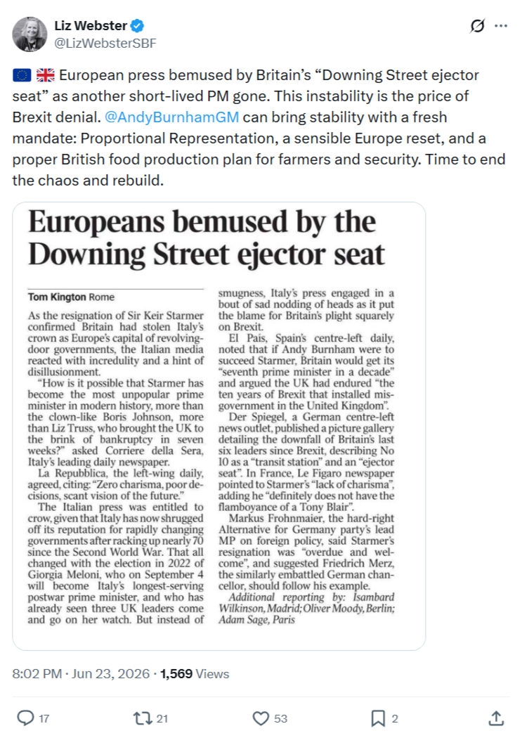 Liz Webster: European press bemused by Britain’s...