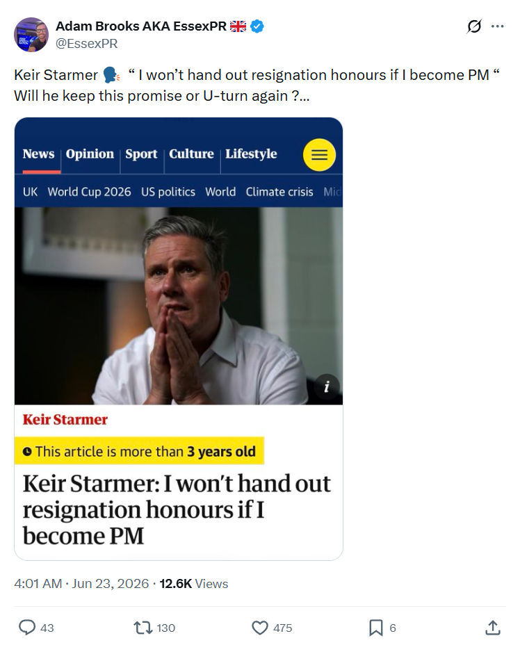 Adam Brooks: Keir Starmer I won’t hand out...