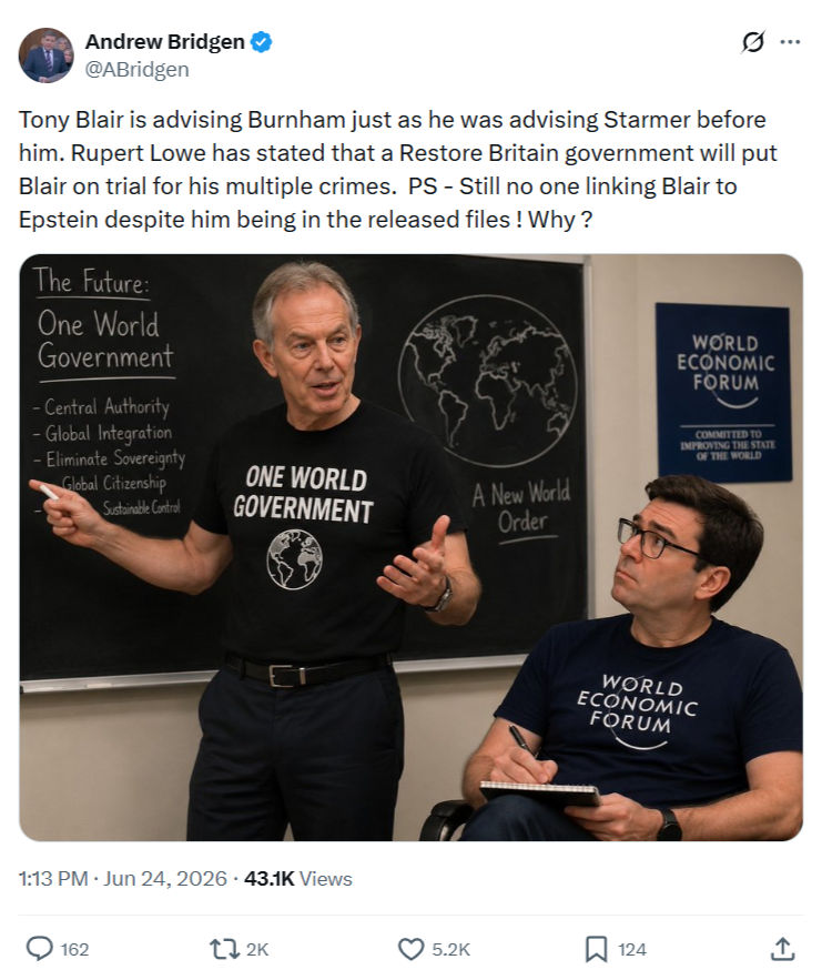 Andrew Bridgen: Tony Blair is advising Burnham just...