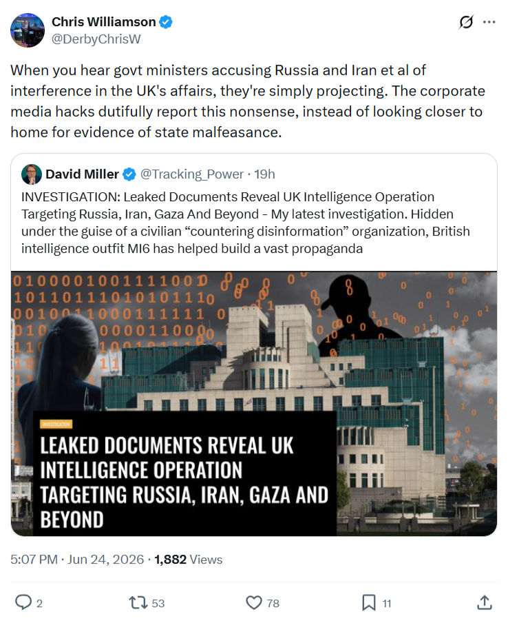 Chris Williamson: When you hear govt ministers accusing...