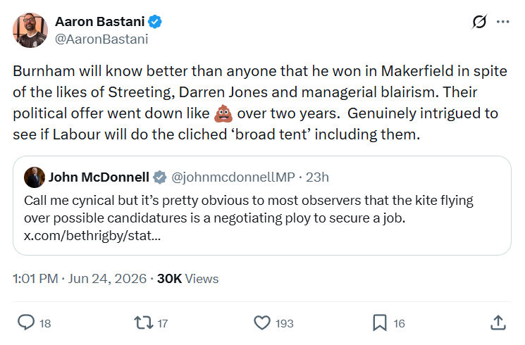 Aaron Bastani: Burnham will know better than anyone...