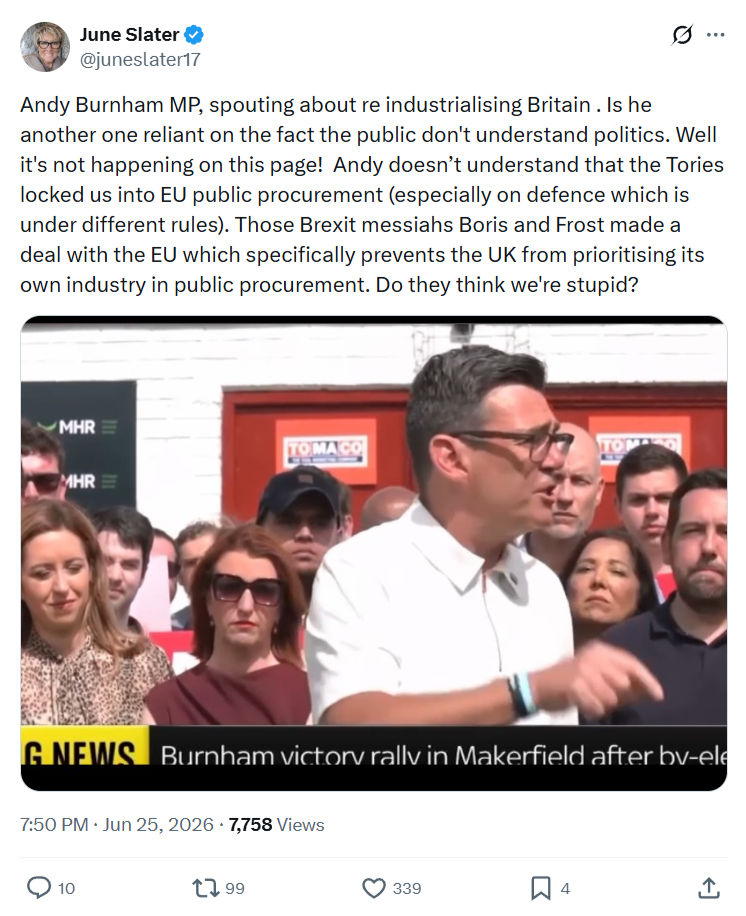 June Slater: Andy Burnham MP, spouting about...
