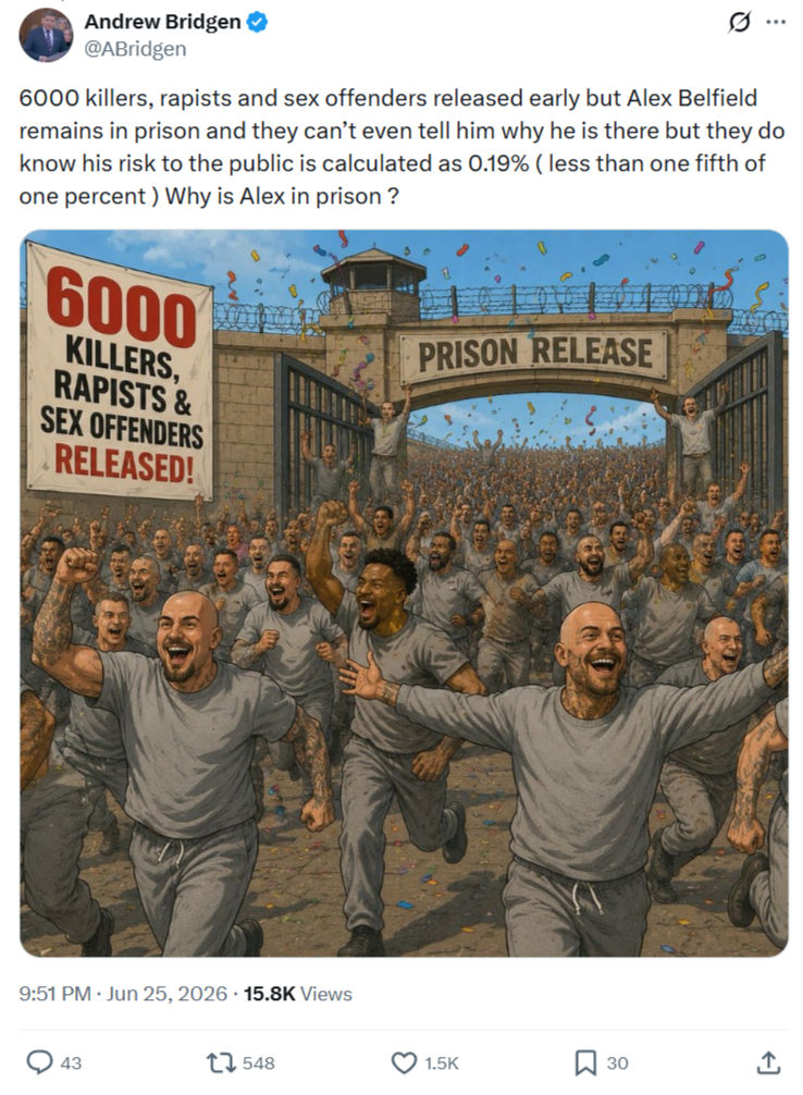 Andrew Bridgen: 6000 killers, rapists and sex offenders...