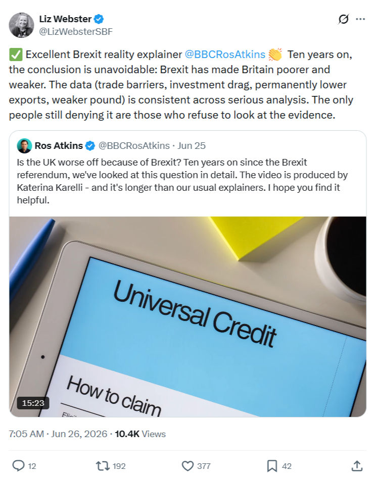 Liz Webster: Excellent Brexit reality explainer...