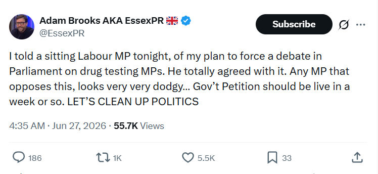 Adam Brooks: I told a sitting Labour MP...