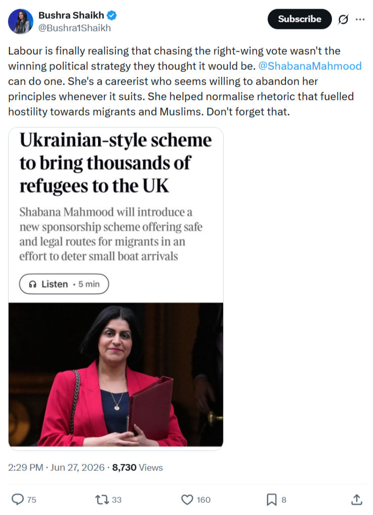 Bushra Shaikh: Labour is finally realising that...