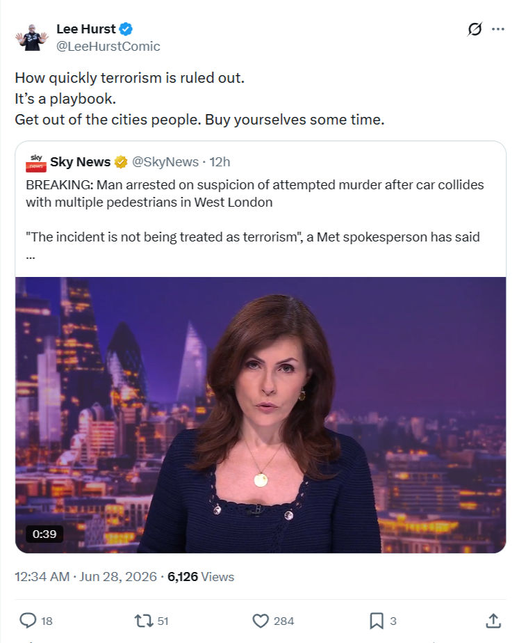 Lee Hurst: How quickly terrorism is ruled out...