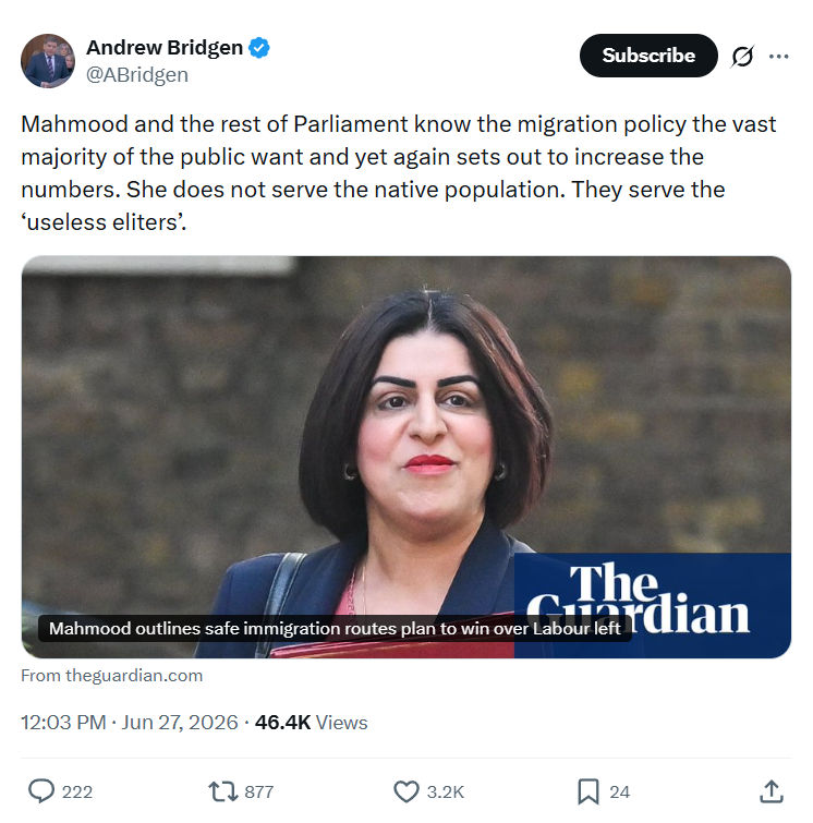 Andrew Bridgen: Mahmood and the rest of Parliament...