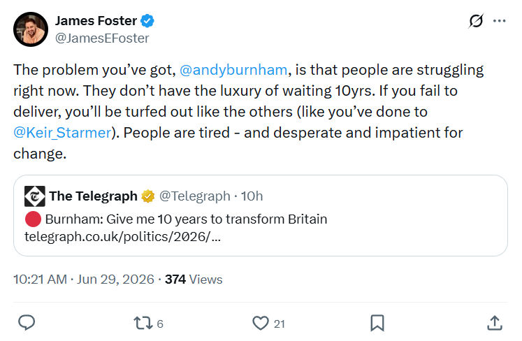 James Foster: The problem you’ve got...