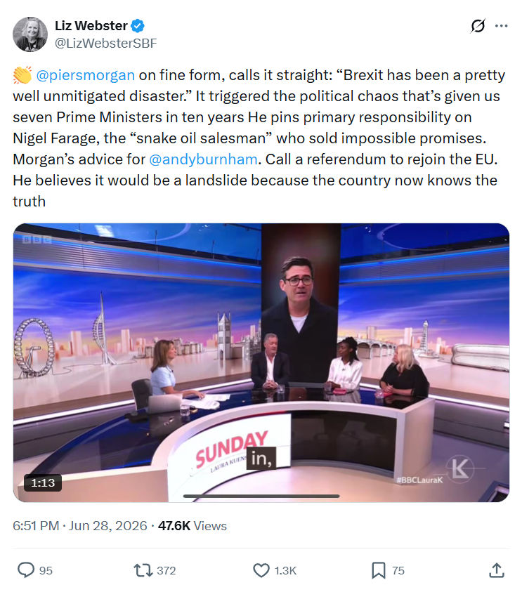Liz Webster: 👏  @piersmorgan  on fine form, calls it straight...