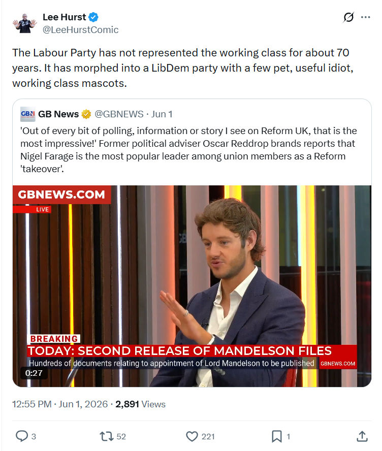 Lee Hurst: The Labour Party has not represented…