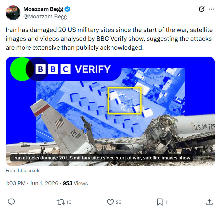 Moazzam Begg: Iran has damaged 20 US military sites…