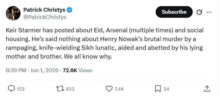 Patrick Christys: Keir Starmer has posted about Eid…