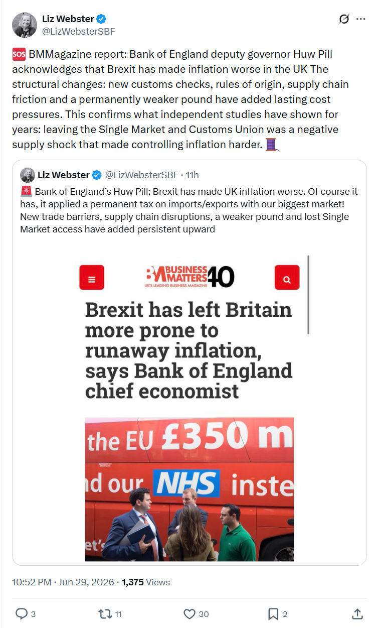Liz Webster: BMMagazine report: Bank of England deputy...