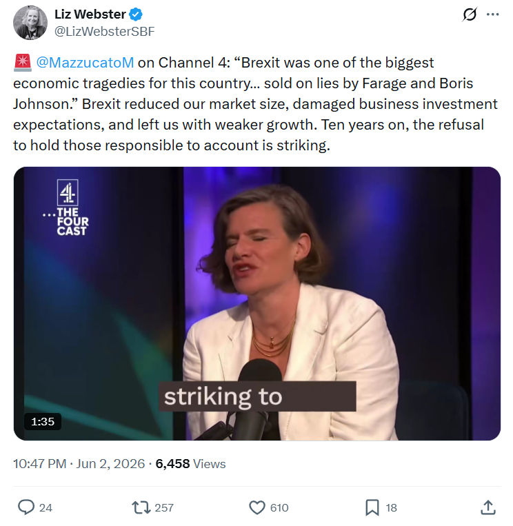 Liz Webster: @MazzucatoM  on Channel 4…