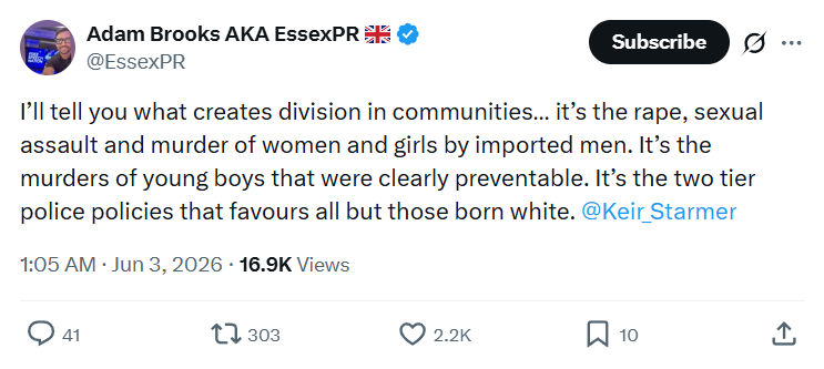 Adam Brooks: I’ll tell you what creates division in communities…