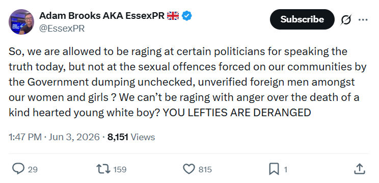Adam Brooks: So, we are allowed to be raging…