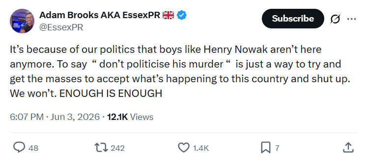 Adam Brooks: It’s because of our politics…