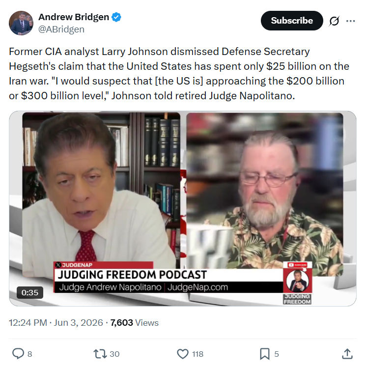 Andrew Bridgen: Former CIA analyst Larry Johnson…