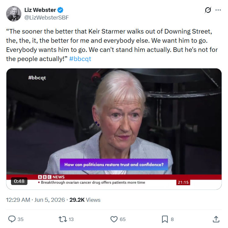 Liz Webster: The sooner the better that Keir Starmer…