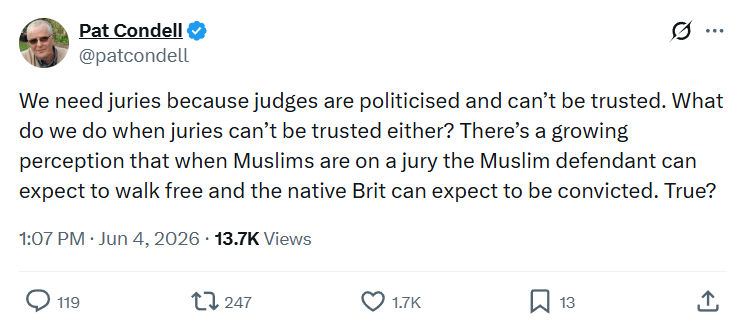 Pat Condell: We need juries because judges are politicised…