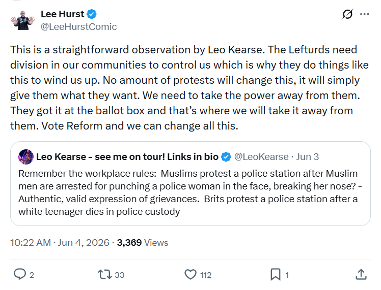 Lee Hurst: This is a straightforward observation…