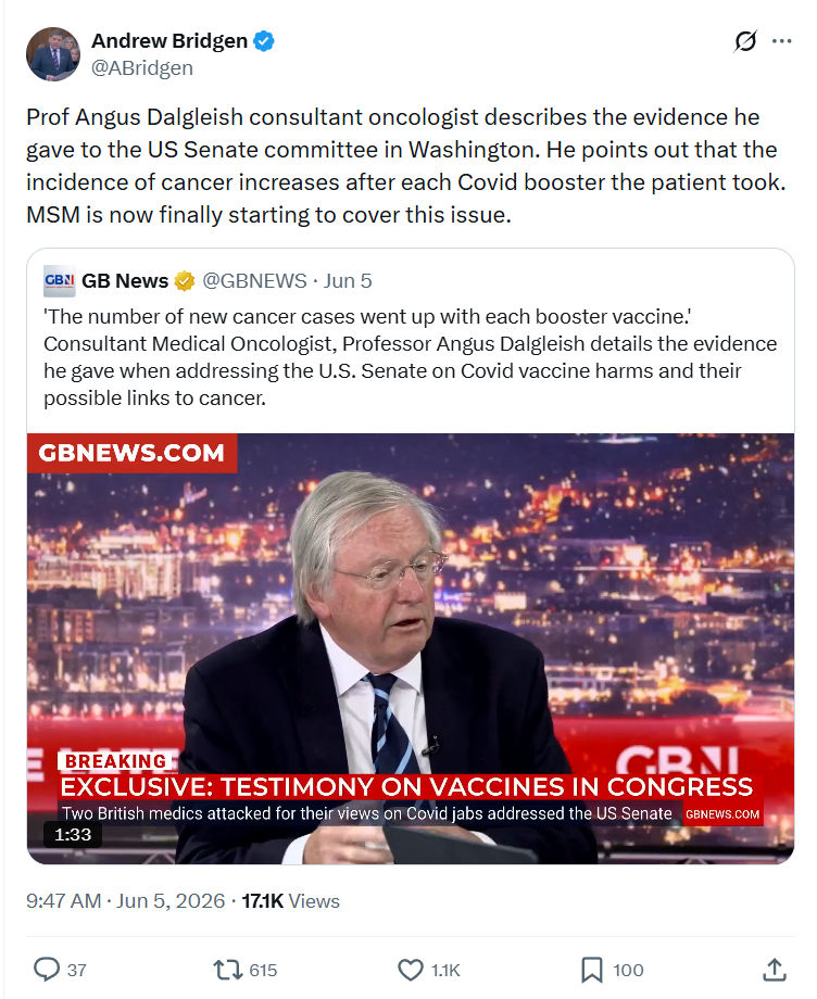 Andrew Bridgen: Prof Angus Dalgleish consultant…
