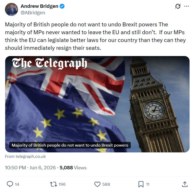 Andrew Bridgen: Majority of British people do not want…