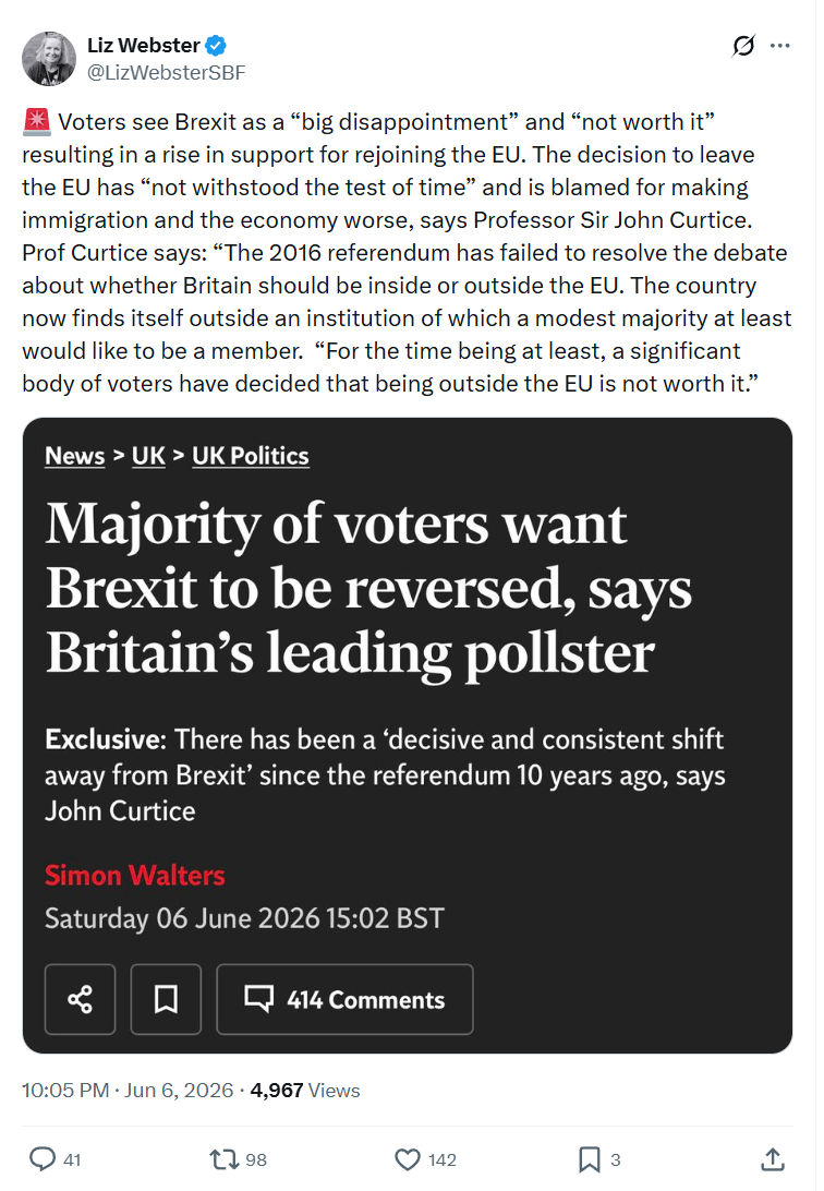 Liz Webster: Voters see Brexit as a “big disappointment”…