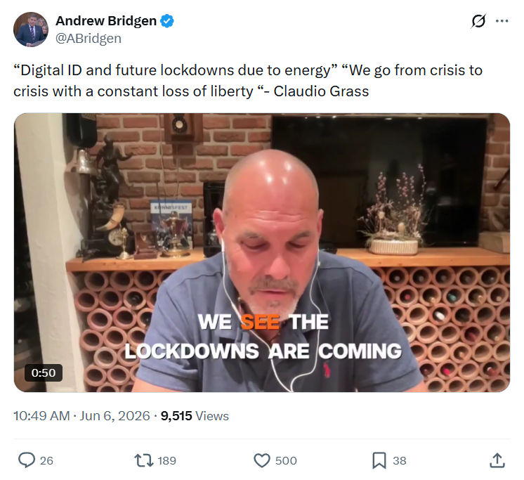 Andrew Bridgen: Digital ID and future lockdowns…