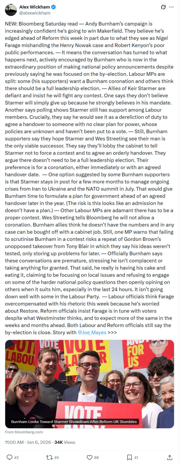 Alex Wickham: NEW: Bloomberg Saturday read…