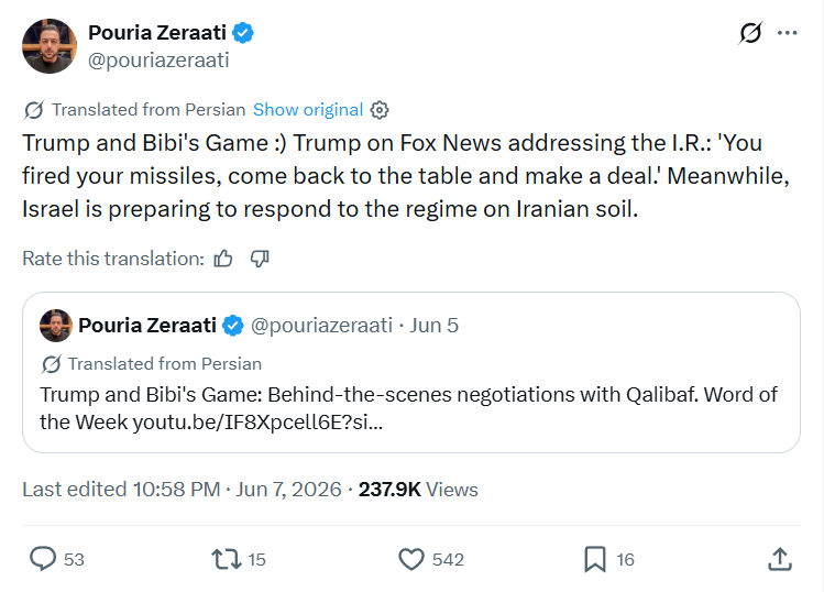Pouria Zeraati: Trump and Bibi's Game…